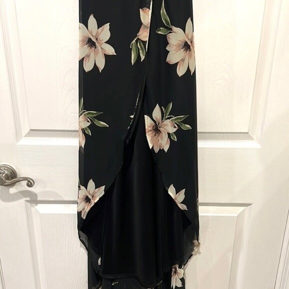 Lulus All mine black floral print high-low wrap dress size small - Picture 7 of 16